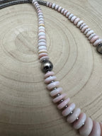 Pink Conch Graduated Necklace with 10mm Sterling Pearl — 22 inch (Handmade in North Texas)