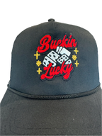 Buckin Lucky Embroidered Five-Panel Trucker Hat