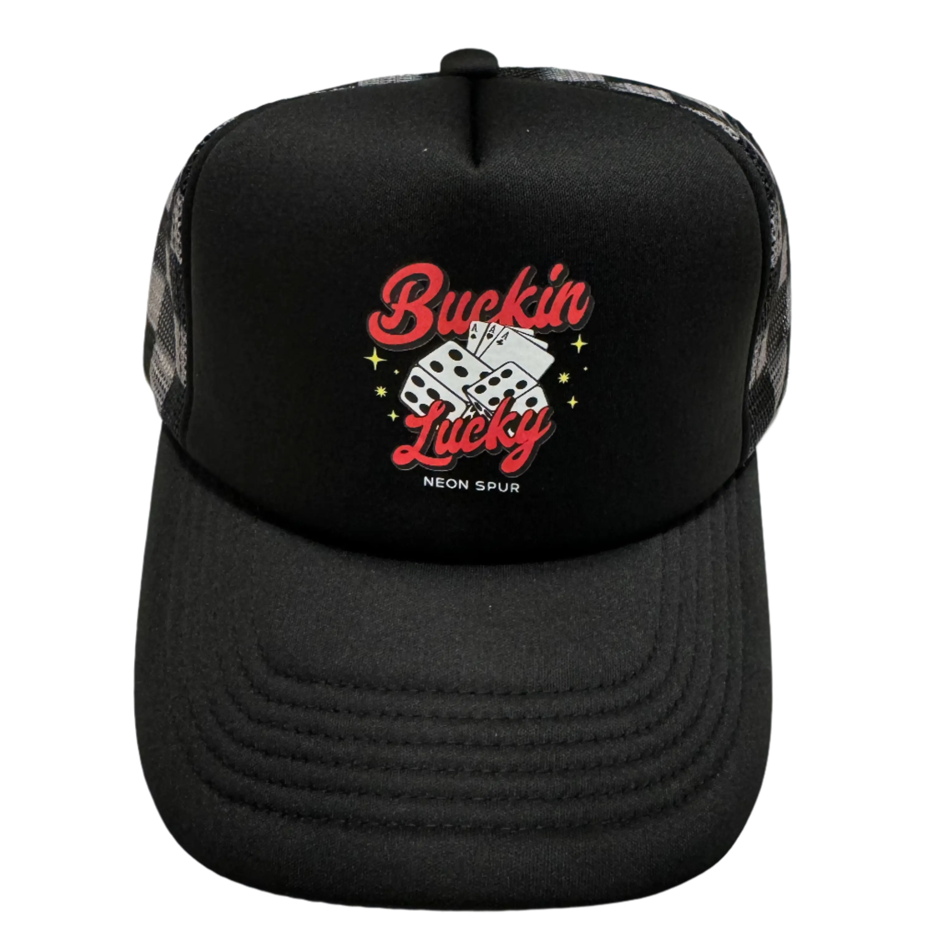 Buckin Lucky Checkered Mesh Trucker Hat