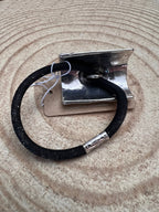 Western Concho & Faux Turquoise Stone Hair Tie — Burnished Silver Hair Statement