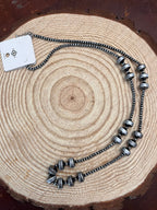 Western Burnished Faux Pearl & Rondelle Necklace — 30 Inch (with 3" Extender)