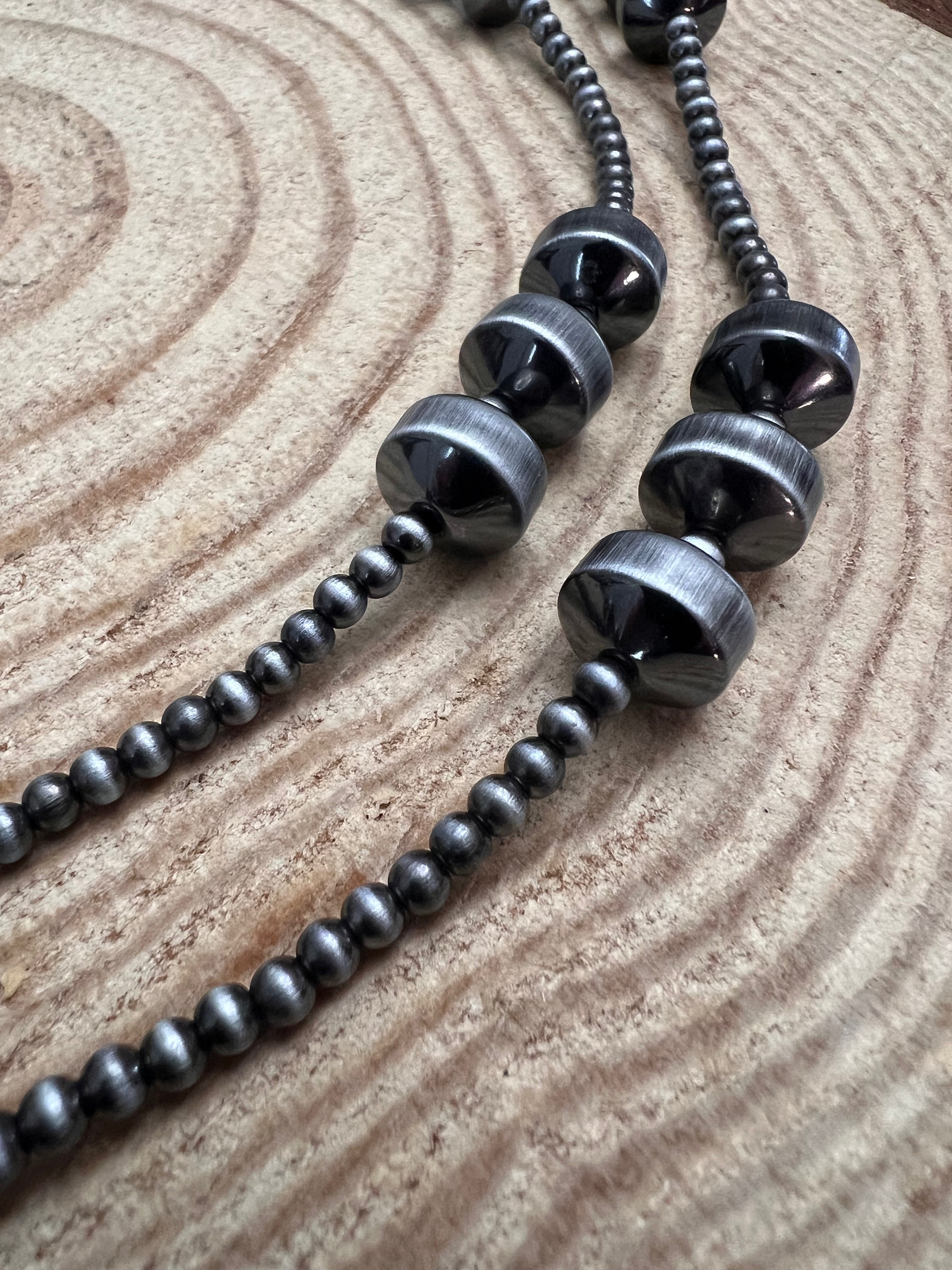 Western Burnished Faux Pearl & Rondelle Necklace — 30 Inch (with 3" Extender)