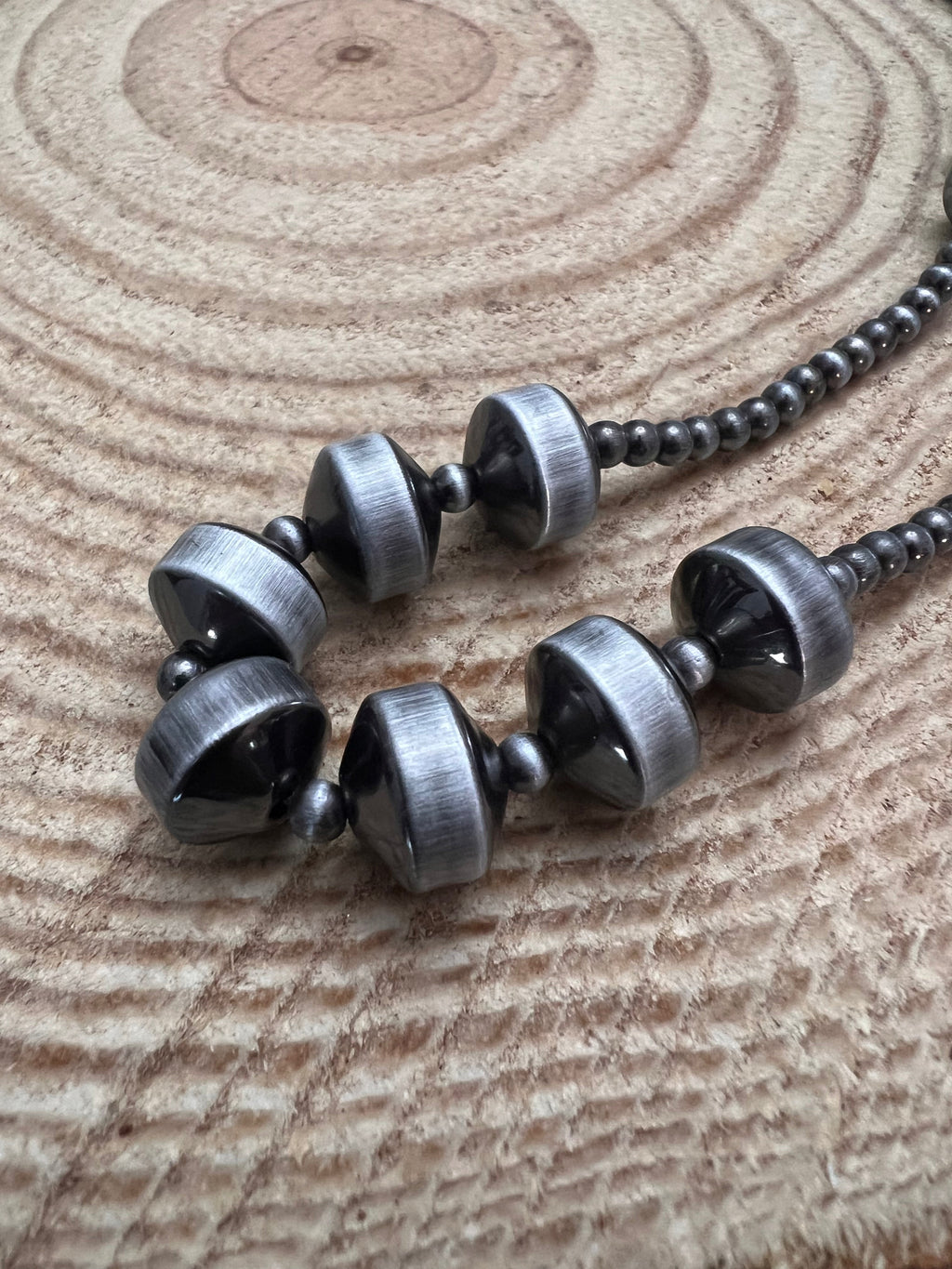 Western Burnished Faux Pearl & Rondelle Necklace — 30 Inch (with 3" Extender)