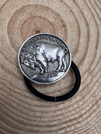 Western Large Buffalo Coin Hair Tie — 2" Faux Buffalo Coin Charm