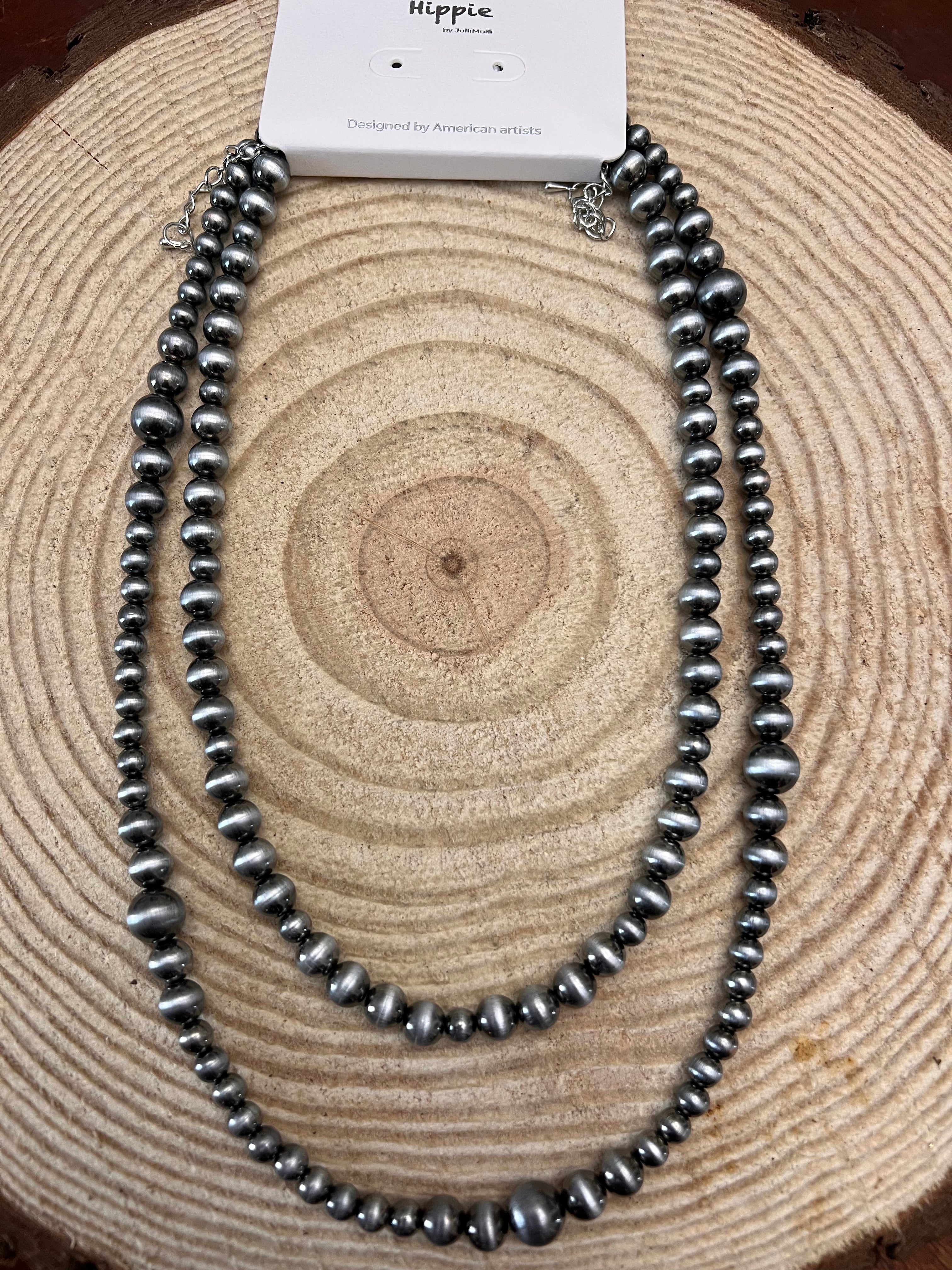 Western Faux Sterling Pearl Necklace Set — 18" & 22" Graduated Bead Duo (5/6/8mm)