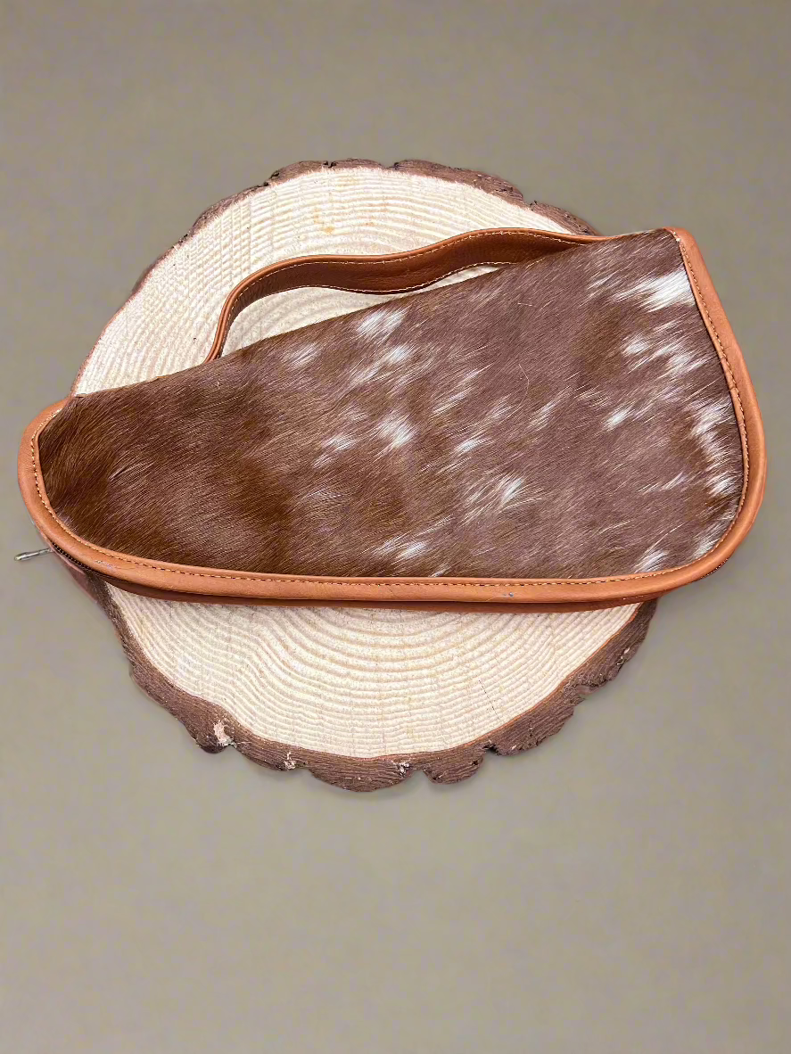 Brown & White Cowhide Gun Case with Handle — Genuine Hair-On Hide
