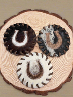 Horse Shoe Cowhide Coaster with Laced Border — Genuine Hair-On Hide (Sold Individually)