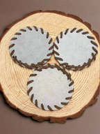 Horse Shoe Cowhide Coaster with Laced Border — Genuine Hair-On Hide (Sold Individually)