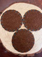 Star Cowhide Coaster with Laced Border — Genuine Hair-On Hide, 4.7" (Sold Individually)