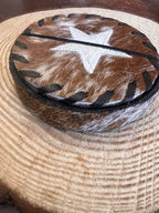 Star Cowhide Coaster with Laced Border — Genuine Hair-On Hide, 4.7" (Sold Individually)