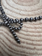 Western Faux Bow Pearl Necklace — 5mm Faux Sterling Pearls (18 Inch)