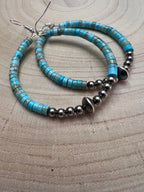 Variscite Turquoise Hoop Earrings with Sterling Pearl & Saucer