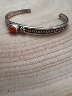 Jerome Delgarito Native American Sterling Silver & Spiny Oyster Bracelet — Delgarito Hallmark