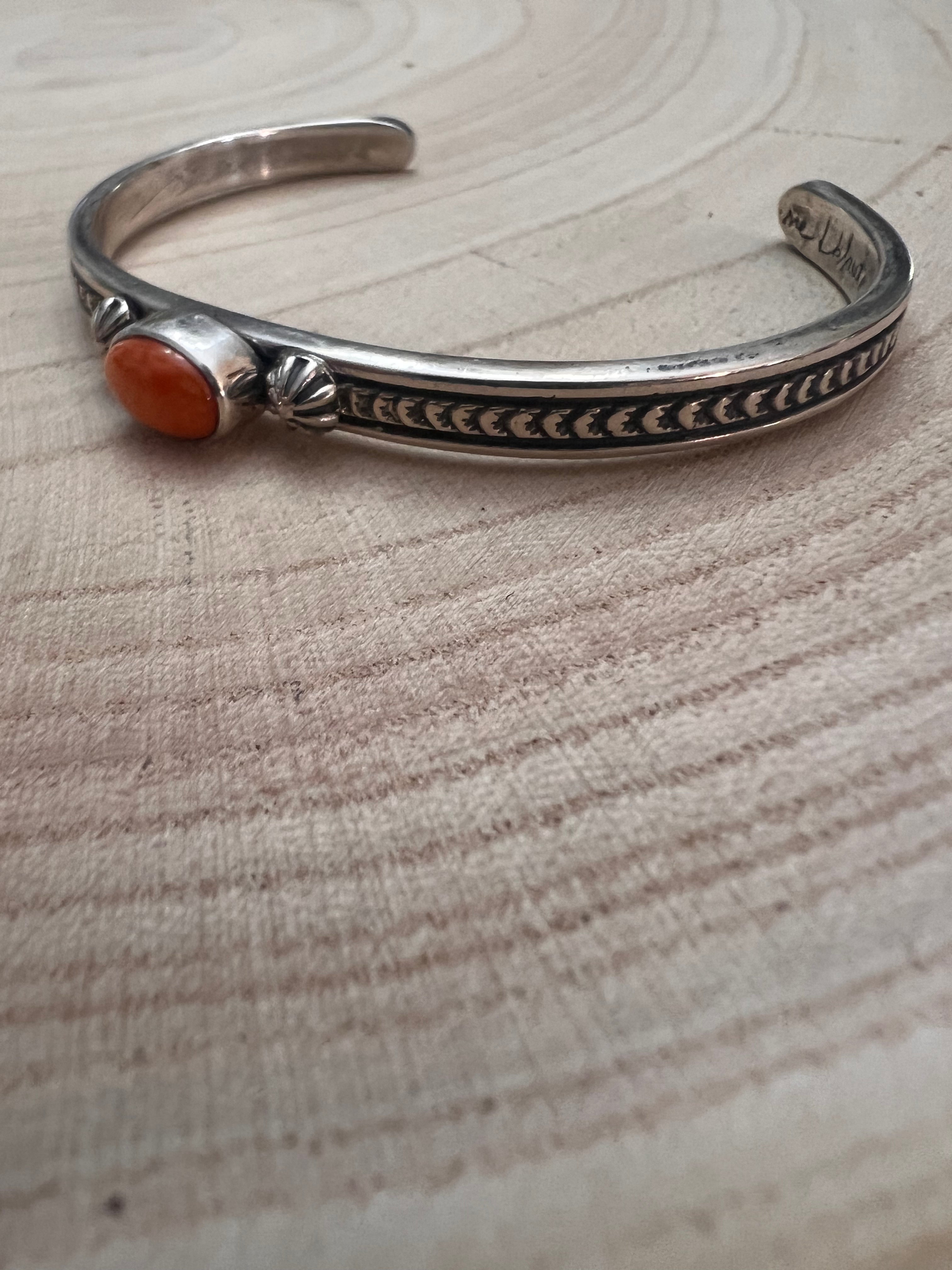 Jerome Delgarito Native American Sterling Silver & Spiny Oyster Bracelet — Delgarito Hallmark