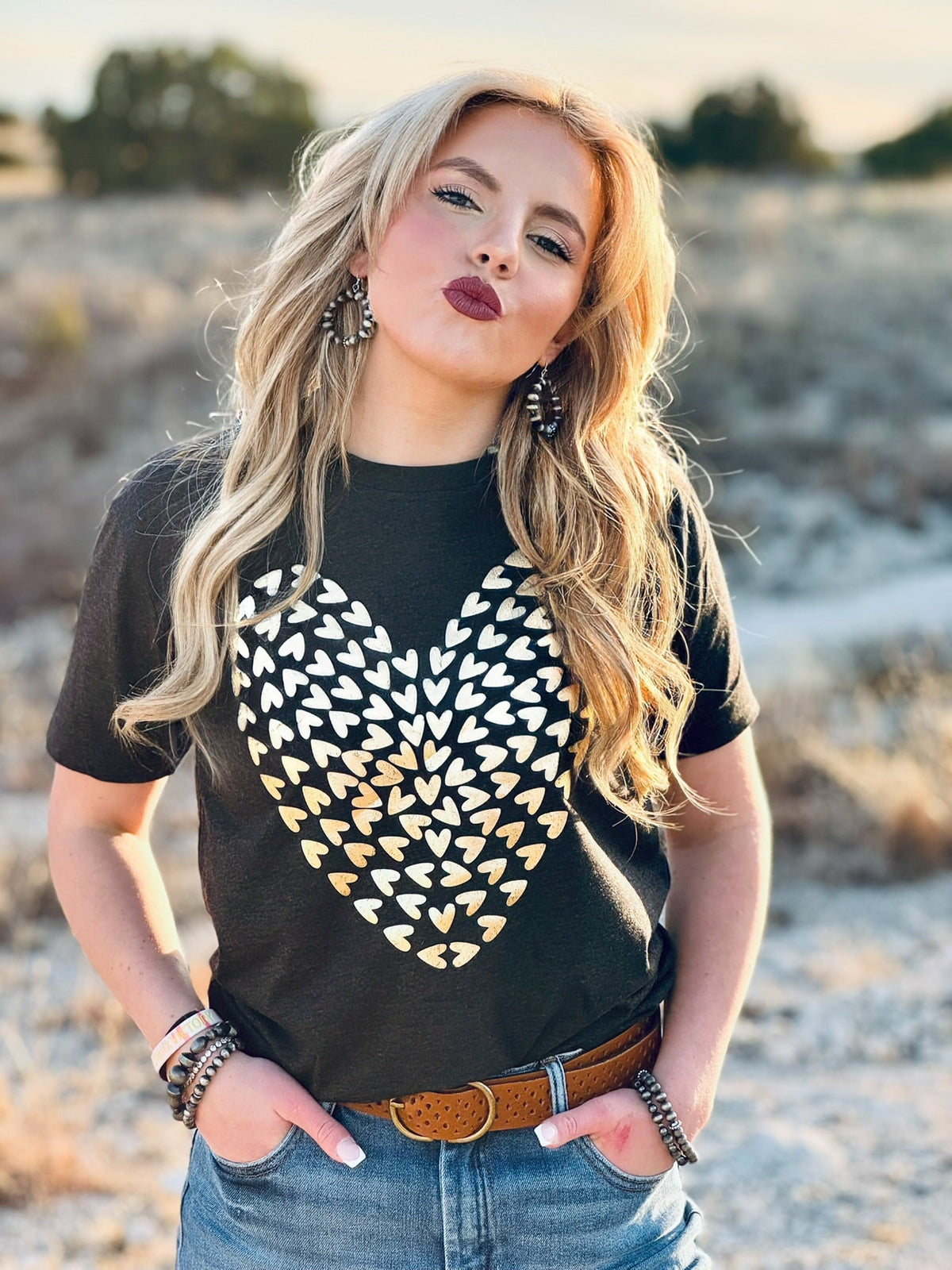 Tiny Hearts in Gold Foil Tee