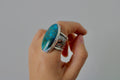 Size 10-True Blue Kingman Turquoise ring with Copper Waves