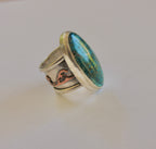 Size 10-True Blue Kingman Turquoise ring with Copper Waves