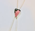 Pink Rhodonite Heart Bolo Necklace