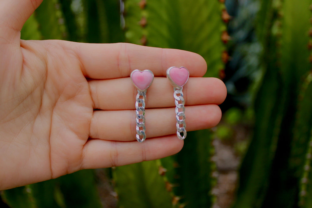 Heart Curb Chain Earring Studs