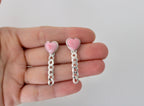 Heart Curb Chain Earring Studs