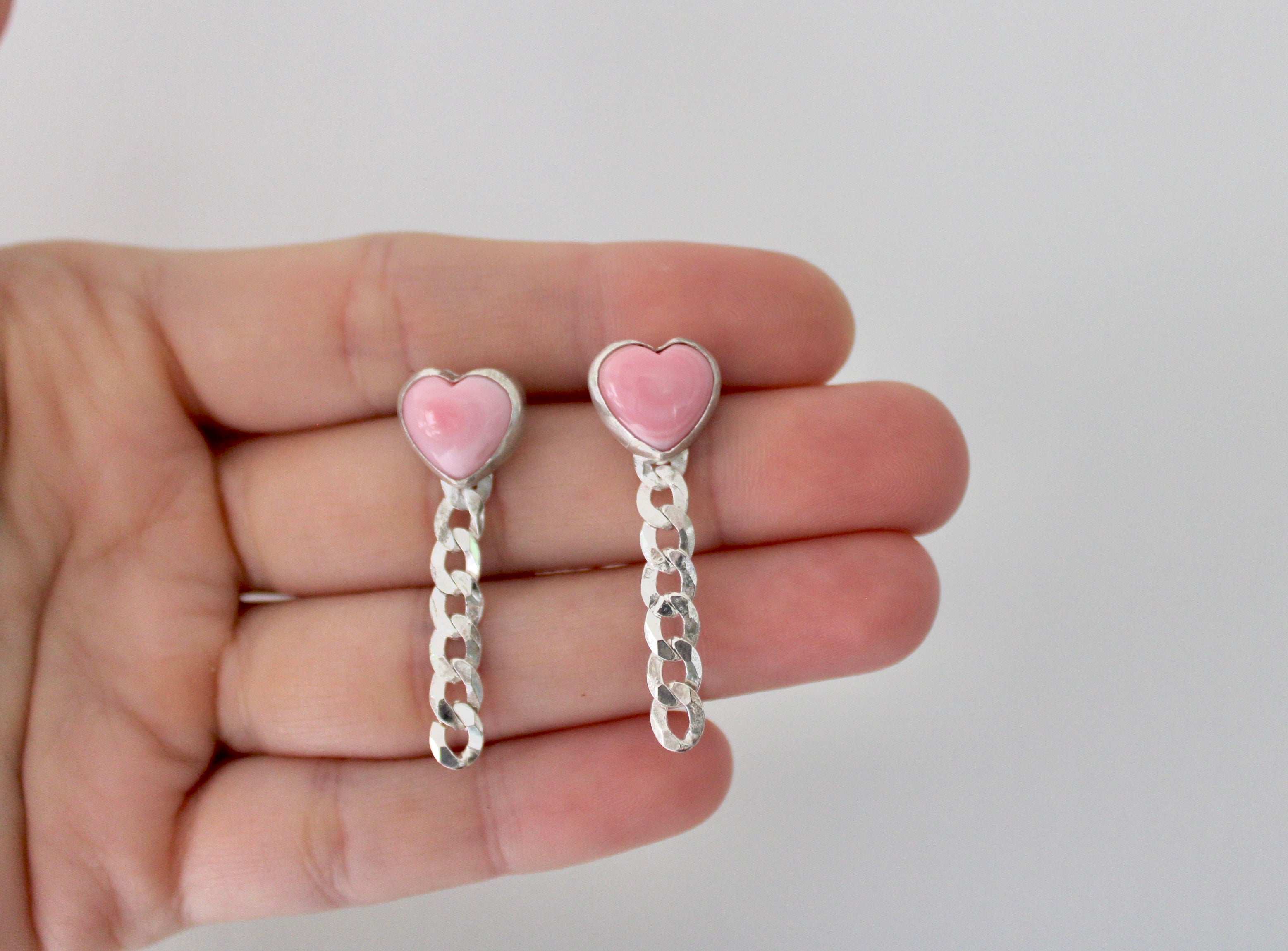 Heart Curb Chain Earring Studs
