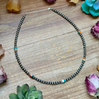 Mixed Turquoise & Spiny Oyster Heishi Necklace – 19”