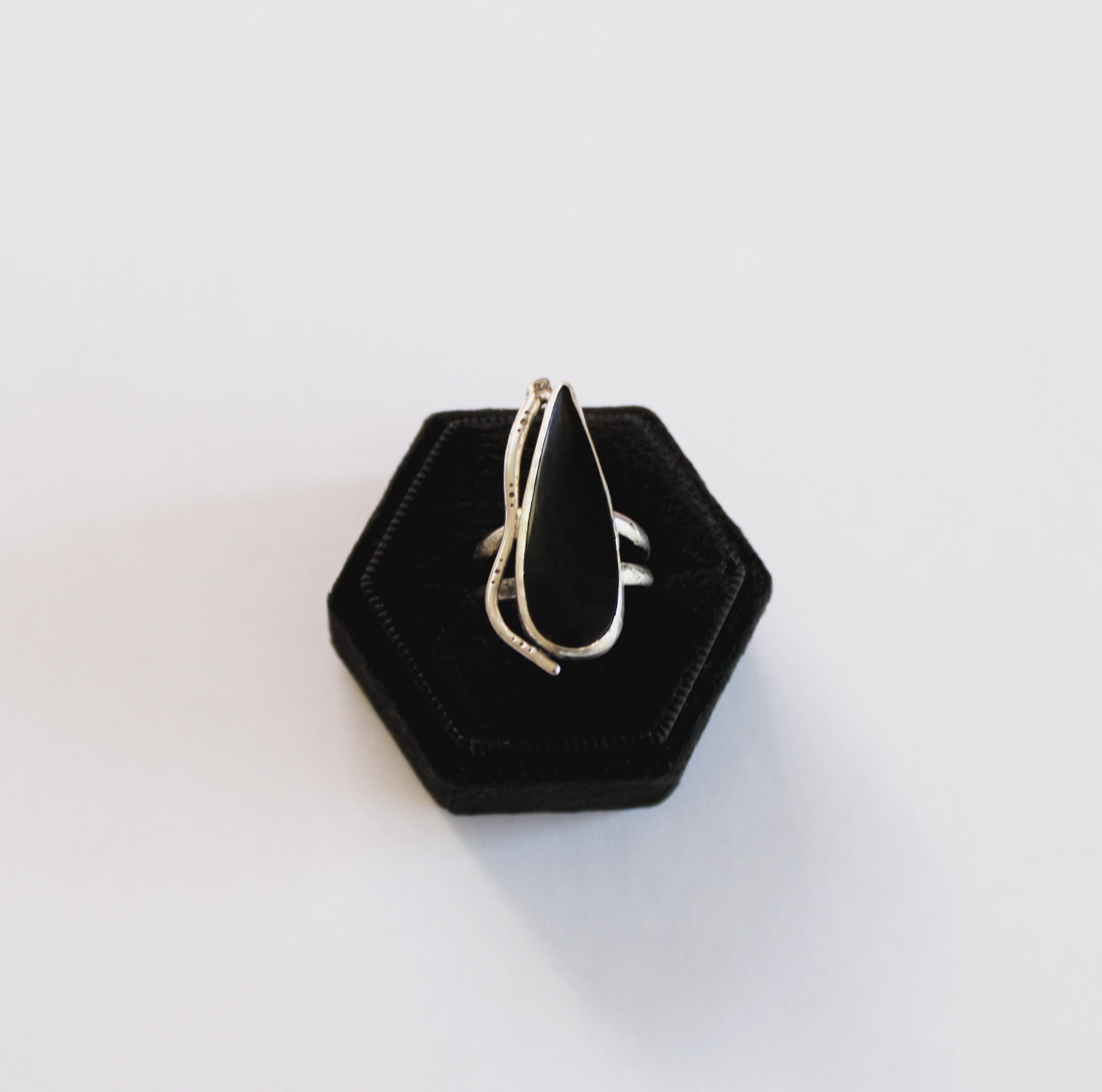 Size 9 1/4 -Black Onyx Snake Ring