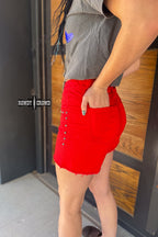 RED- Shenandoah Stud Shorts