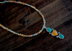 Spiny Oyster and Kingman Trio on Spiny Oyster Beaded Necklace
