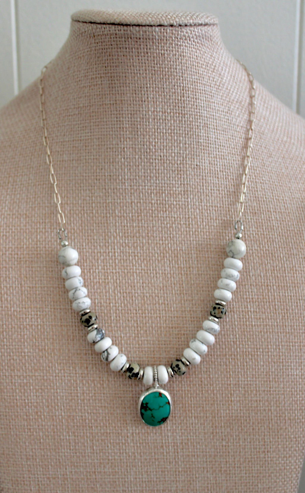 Nina Maria Pendant on a Howlite and Dalmatian Beaded chain