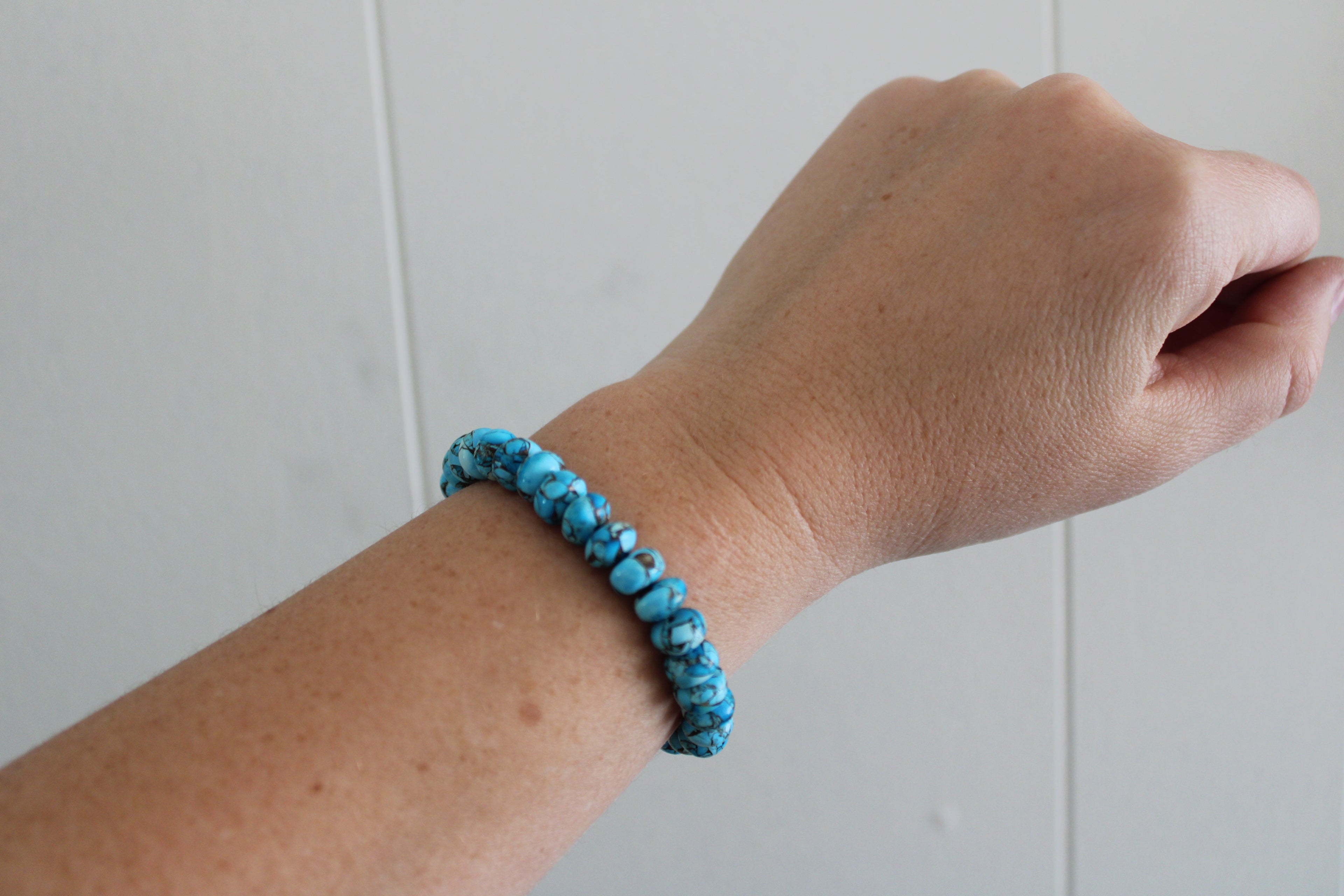 Blue Copper Turquoise beaded bracelet