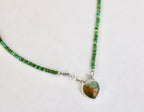 Rocky Butte Jasper Heart on Sonoran Turquoise beaded chain