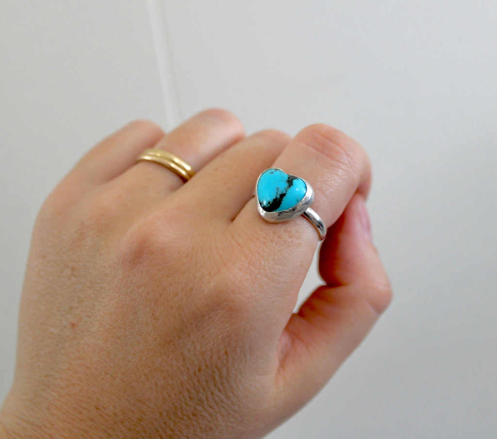 Kingman Turquoise Heart Ring size 7.5