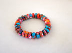 Pink Dahlia Turquoise beaded stretchy bracelet
