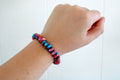 Pink Dahlia Turquoise beaded stretchy bracelet