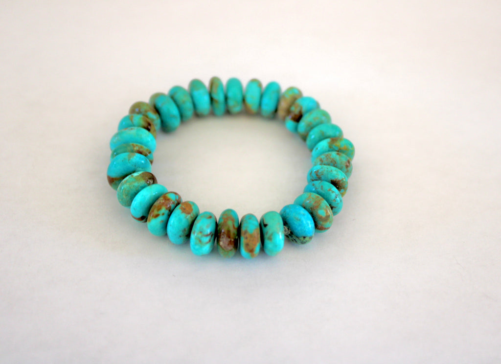 Kingman Turquoise Beaded stretchy Bracelet
