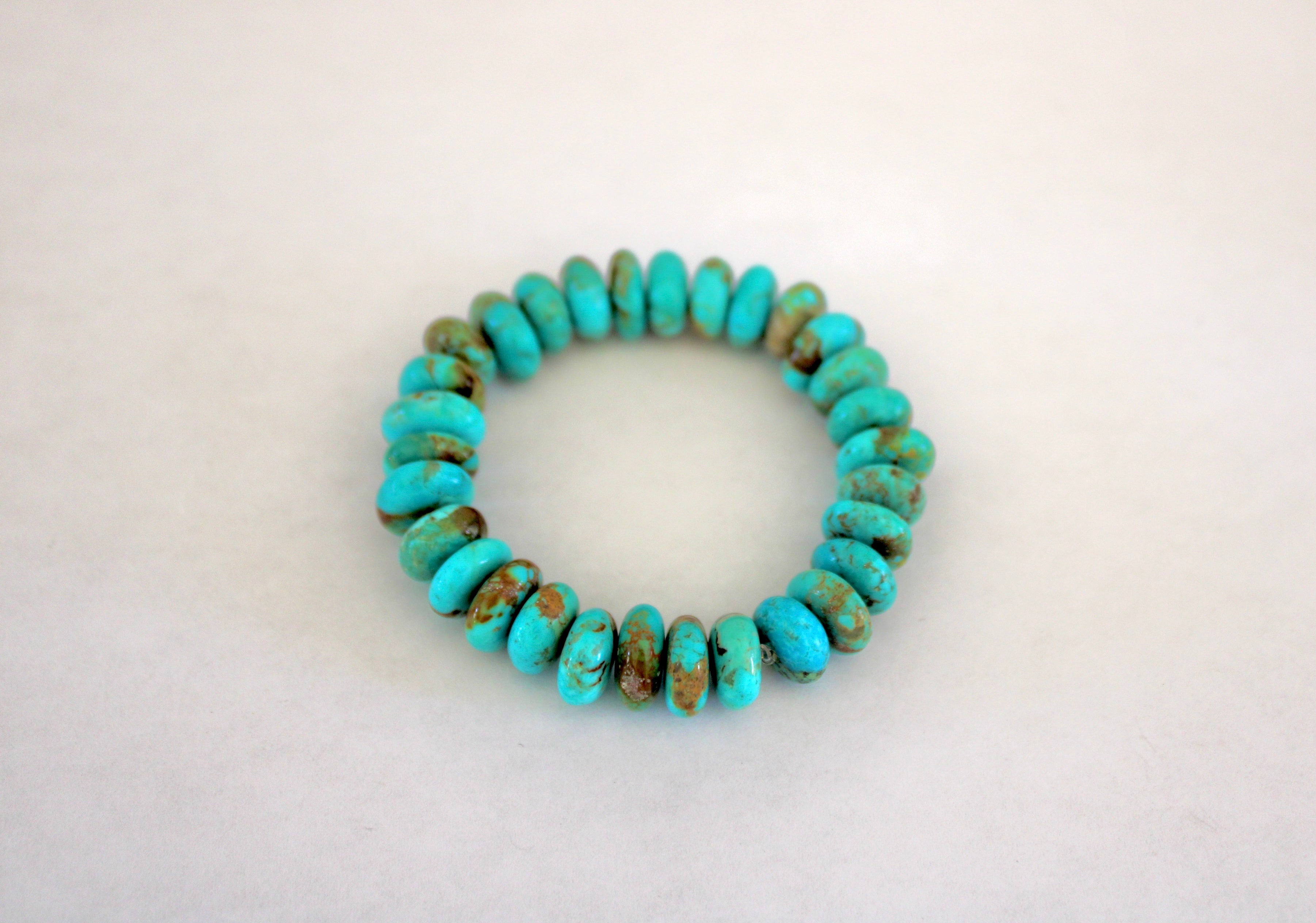 Kingman Turquoise Beaded stretchy Bracelet