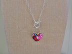 Pink Dahlia Turquoise toggle chain necklace