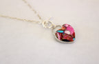 Pink Dahlia Turquoise toggle chain necklace