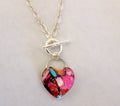 Pink Dahlia Turquoise toggle chain necklace
