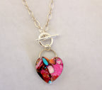 Pink Dahlia Turquoise toggle chain necklace