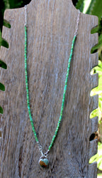 Rocky Butte Jasper Heart on Sonoran Turquoise beaded chain