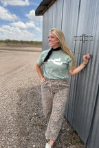 Metallic Spur Tee- DESERT GREEN