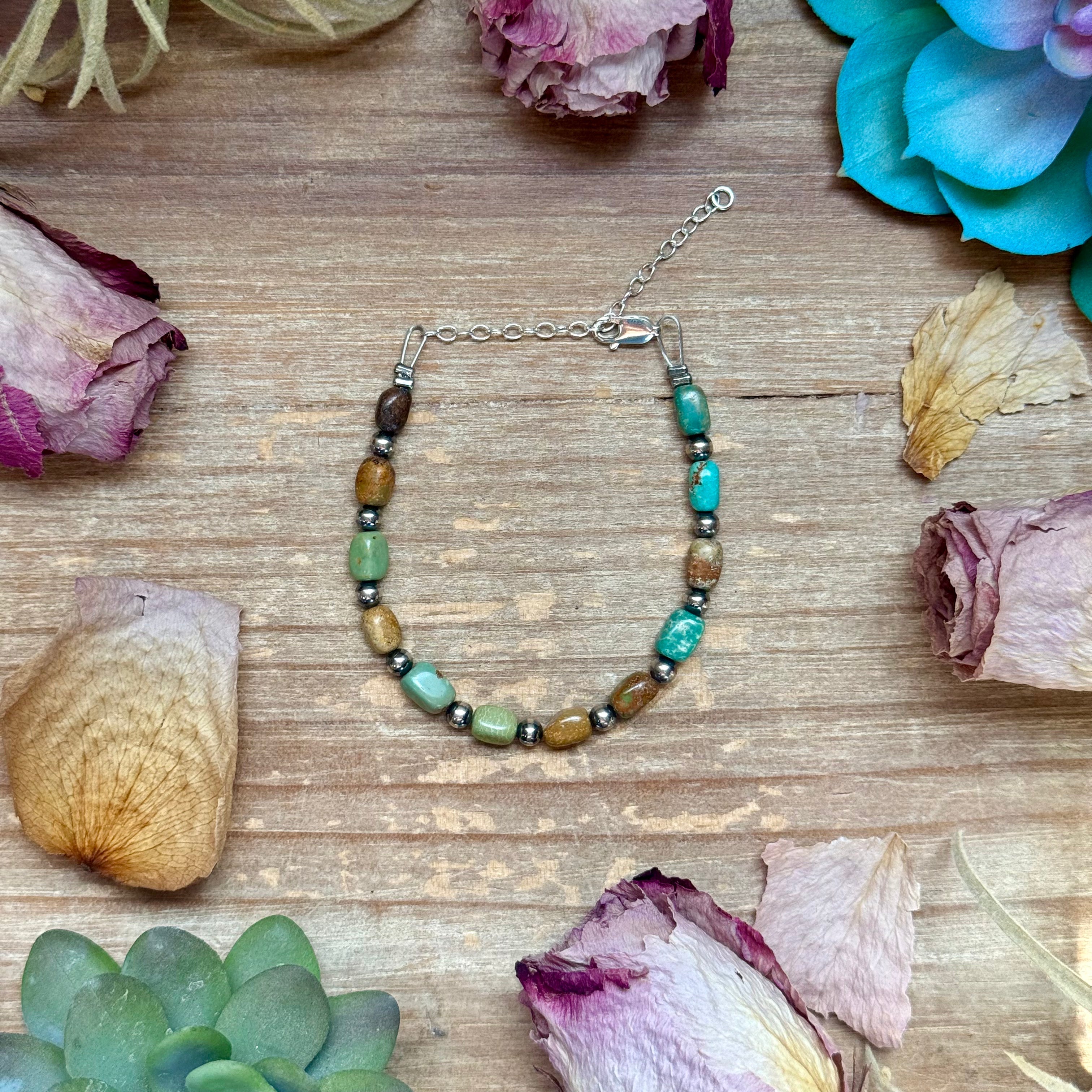 Polish turquoise and Sterling Silver Pearls Bracelet