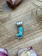 Sterling Silver Kingman Turquoise Cowboy Boot Pendant – Handmade by Artist Shay Pfeiffer