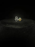 RS Sterling Silver & Turquoise Initial Rings