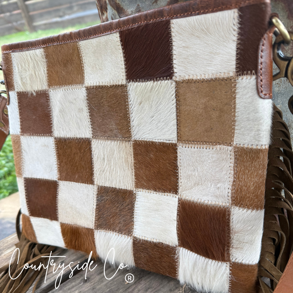 Longhorn Trail Cowhide Conceal Carry Checkered Purse