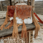 Chisholm Trail Cowhide and Tooled Leather Purse