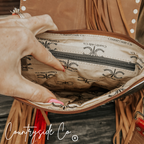 Chisholm Trail Cowhide and Tooled Leather Purse