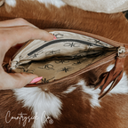 Stockdale Checkered Cowhide Wristlet Pouch